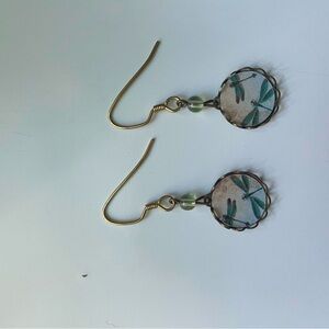 Gold dragonfly earrings - vintage